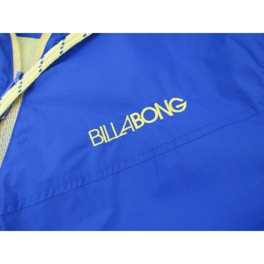 Billabong Hooded Jacket Mens Sz M Blue Yellow‎ Windbreaker Nylon